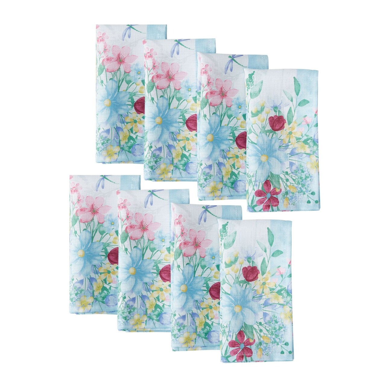 Threadmade Home Nottingham Double Border Napkin, Set of 8, Multicolor - 17"W x 17"L